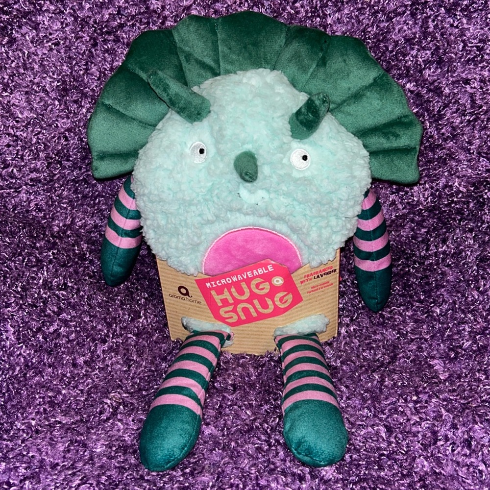 Aroma Home Hug Snug Microwaveable plush toy fragrances with lavender Triceratops